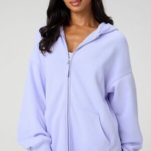 Fabletics Jacket Womens 2X Lilac Purple Cozy Fleece Full Zip Oversized Hoodie‎